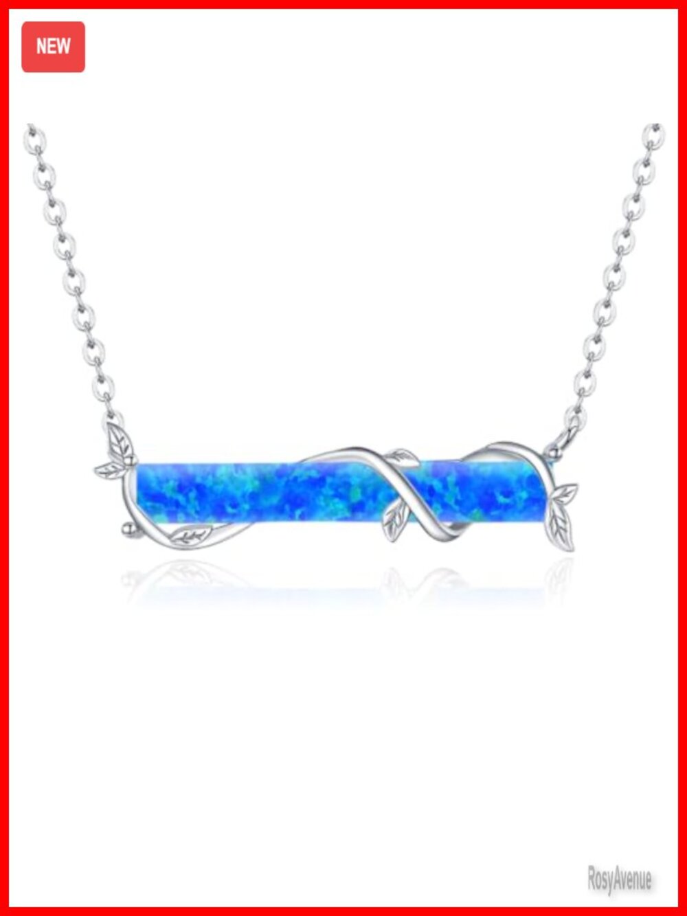 925 Sterling Silver Created Opal Bar Pendant Necklace for Women